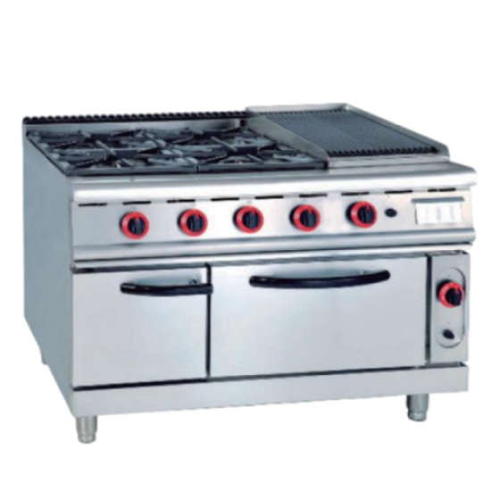 立式燃气四头煲仔炉连烧烤炉连气焗炉