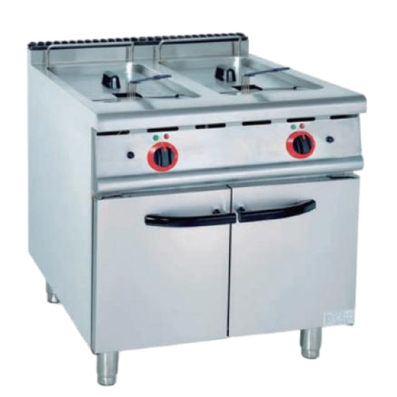 Vertical fryer with cabinet base (double cylinder)