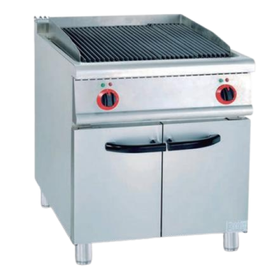 Vertical electric heating volcanic stone barbecue grill with cabinet base